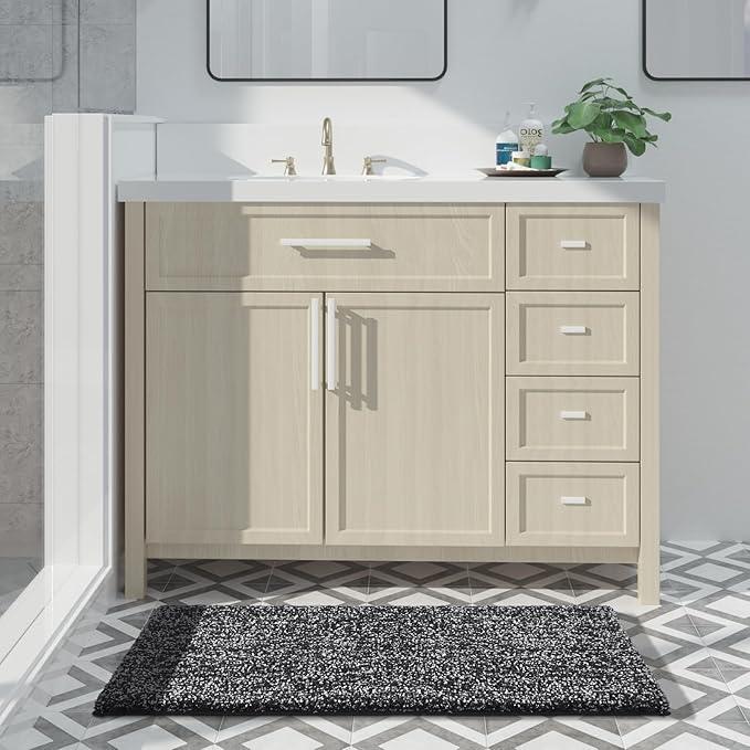 Yimobra Large Bathroom Rugs Non Slip Washable, Soft Absorbent Microfiber Bath Mat,Dual-Tone Decor Rug with Rubber Backing for Bathroom Floor,Tub and Shower,36x24,Home Essentials,Black and White - ModernBath