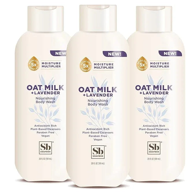 Soapbox Body Wash, Oat Milk + Lavender Body Wash, Vegan & Moisturizing, Calming with Shea Butter, 3 Pack, 20oz Each - ModernBath