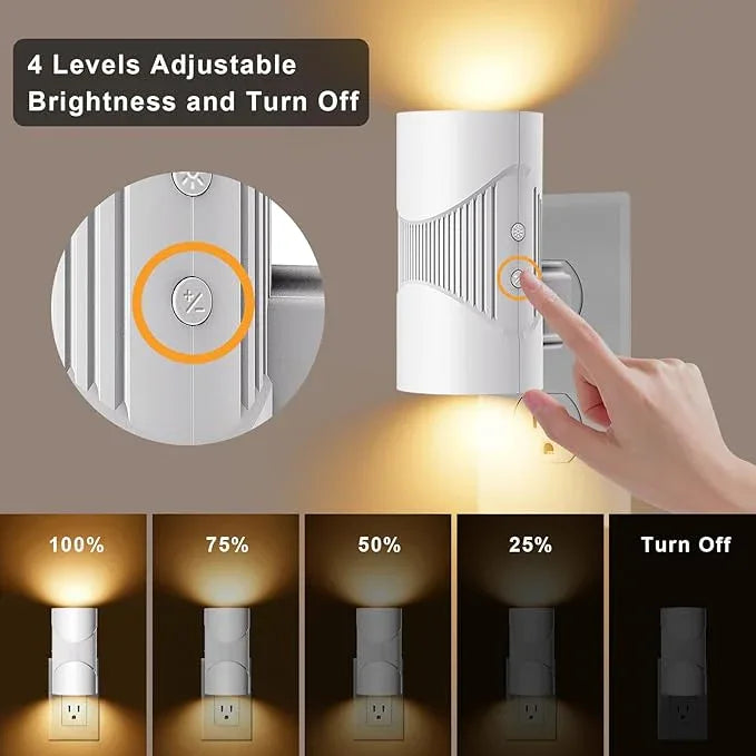 easuntec Night Light, Night Lights Plug into Wall, Warm Led Night Light, Dusk to Dawn Light Sensor, 3 Light Modes, Dimmable Night Lights for Bedroom Bathroom Hallway Kitchen Stairs (White, 2 Pack) - ModernBath