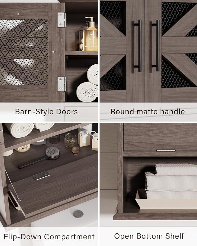 Bathroom Wall Cabinet with 2 Door Adjustable Shelves, Over The Toilet Storage Wall Mounted Medicine Cabinets for Bathroom Laundry Room - ModernBath