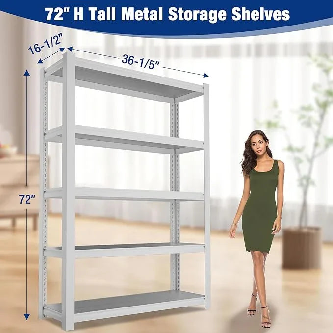 WORKPRO 3000lbs 5-Tier Shelving Unit, 72" H Adjustable Storage Shelves, Boltless Garage Shelving Unit for Garage, Kitchen, Durable Scratch-Resistant Panels, White - ModernBath