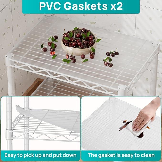 SINGAYE 2 Small Shelves Kitchen Storage Shelf Wire Shelving Unit Metal Shelf Adjustable Organizers Storage Shelving for Office Pantry White 12" D X 18" W X 12" H - ModernBath