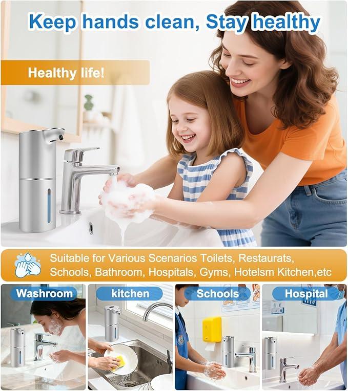 Automatic Foaming Soap Dispenser with Digital Display, 6-Level Foam Adjustable, Rechargeable, 12.8oz/ 380ml Wall Mounted Touchless Hands Free Auto Dispenser for Kitchen, Bathroom, Hotel, Restaurant - ModernBath