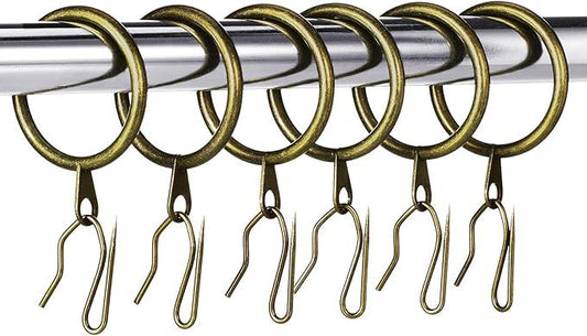 Hotop 30 Pcs Metal Drapery Curtain Rings 0.98/1.26/1.65 inch Interior Diameter and 30 Pcs Hanging Curtain Drapery Pin Hooks for Window Door Shower(Oil-Rubbed Bronze,32 mm) - ModernBath