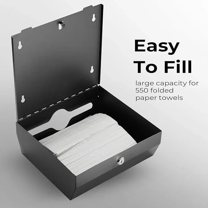 Commercial Paper Towel Dispenser for Multifold - Paper Towel Dispenser Wall Mount, Large Capacity Stainless Steel Tissue Holder, Suitable for Bathrooms and Public Places, Matte Black - ModernBath