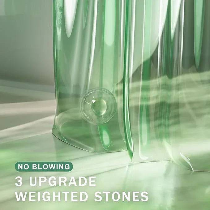 AmazerBath Heavy Duty Shower Curtain and Liner 2-in-1, 100% EVA Luxury Soft Clear Mint Green Shower Curtain Liner, 72x72 Plastic Weighted Shower Curtain, 12 Rustproof Grommets & 3 Heavyweight Stones - ModernBath