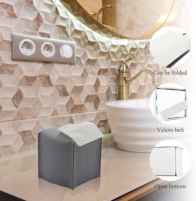 Bathroom Accessory Set - 10 Piece Grey Bathroom Accessories Set with Trash Can, Toothbrush Holder and Cup, Soap Dispenser, Soap Dish, Toilet Brush Holder, Vanity Tray, Qtip Holder, Tissue Box Cover - ModernBath