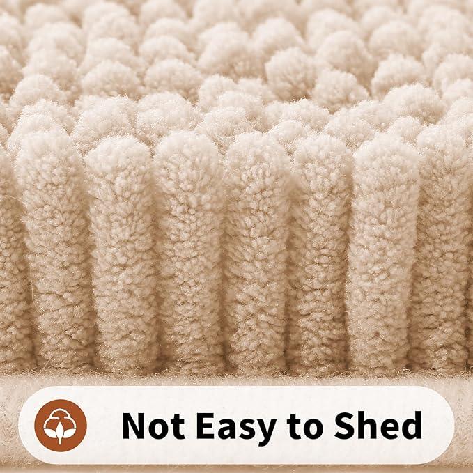 Yimobra Toilet Rugs U Shaped Washable - 24"x20" Non Slip Plush Contour Bath Rugs for Toilet - Super Soft Absorbent Quick Dry Toilet Mats for Bathroom,Beige - ModernBath