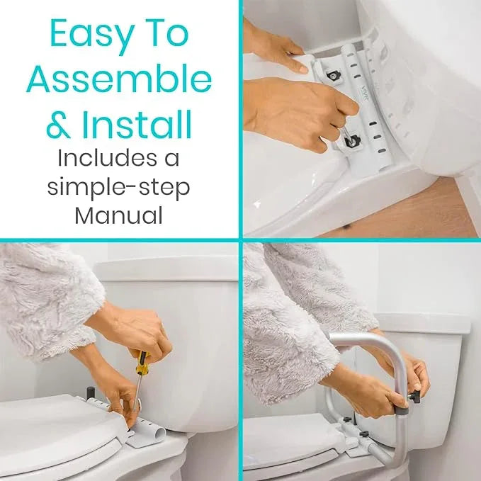 Vive Toilet Safety Rails for Seniors - Adjustable Grab Bars for Toilet - Toilet Safety Frame - Toilet Assistance for Elderly & Disabled - Toilet Seat with Handles - Bathroom Assist Bar Support Aid - ModernBath