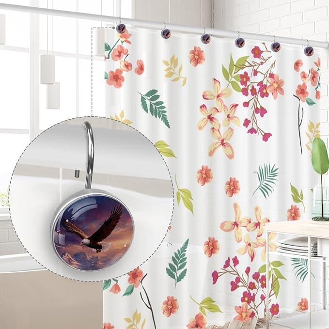 Flying Eagle Shower Curtain Hooks Rings, Stainless Steel Rust Proof Shower Curtain Hooks, Decorative Shower Hooks for Bathroom Shower Rods Curtains, Set of 12 - ModernBath