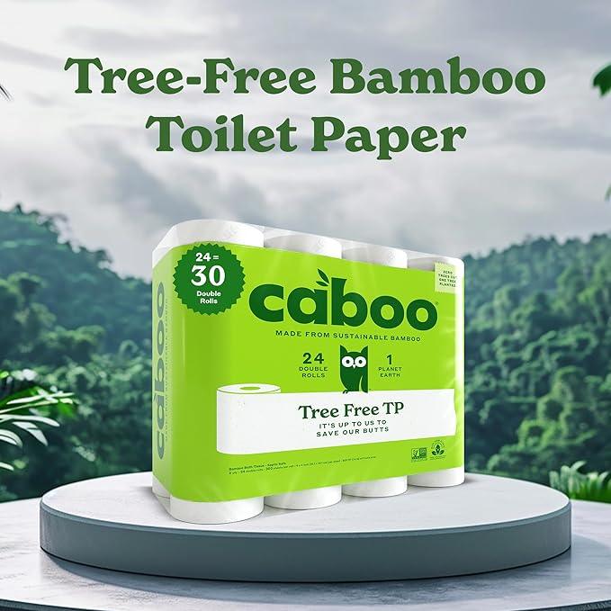 Caboo Tree Free Toilet Paper, Septic Safe Toilet Tissue, Chemical Free, Non Toxic, 2 Ply Bathroom Toilet Paper | Pack of 24 Double Rolls, 300 Sheets Per Roll - ModernBath