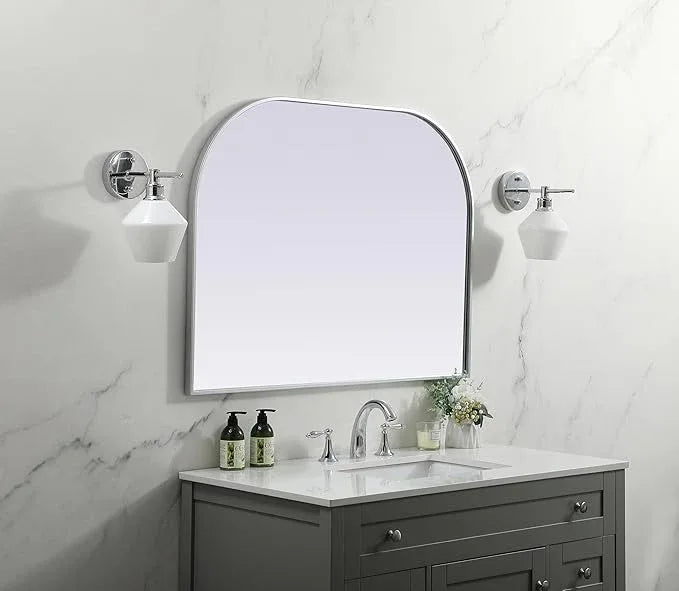 Illuminate, Metal Frame Arch Mirror 40X30 Inch in, Modern, Silver - ModernBath