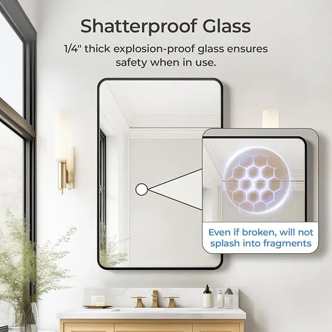 USHOWER Bathroom Mirrors for Over Sink, Metal Frame Rectangle Mirror, Modern Farmhouse Vanity Mirror, Wall Mounted for Bedroom, Living Room, Entryway Remodel & Upgrade, Matte Black, 24 x 36 Inch - ModernBath