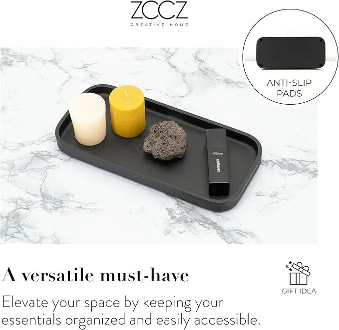 ZCCZ Black Matte Bathroom Accessories Set 6 Pieces - Toothbrush Holder, Lotion Dispenser, Qtip Container, Vanity Tray, Tumbler - Countertop Organizer for Bathrooms - Elegant and Functional Décor Set - ModernBath