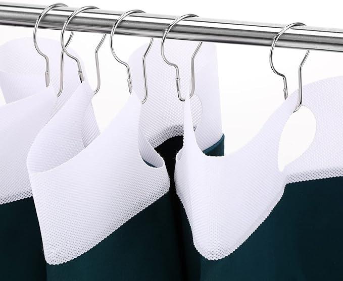 Queekay 100 Pieces Metal Shower Curtain Hooks Hanging Clips Metal Practical Shower Curtain Rings Hangers for Bathroom Bedroom Kitchen Home Applications(Silver,2.7x1.5'') - ModernBath