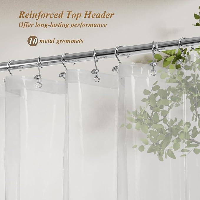 Mrs Awesome Clear PEVA Shower Curtain Liners with 3 Magnets, Water Proof Plastic Shower Liner for Bathroom or Shower Stall, 54x78 - ModernBath
