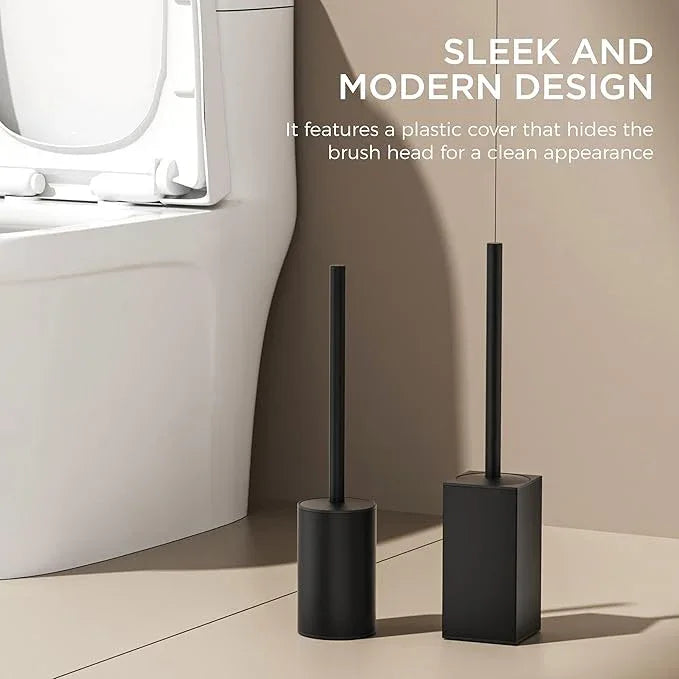 FORIOUS Toilet Brush and Holder Set, 304 Stainless Steel Heavy Duty Base and Handle for Bathroom Deep Cleaning, Toilet Bowl Cleaners Brush with Holder, Space Saving for Storage (2, Matte Black) - ModernBath