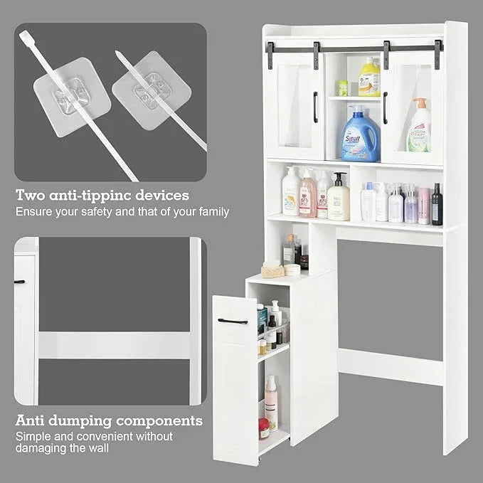 Extendable Rolling Drawer-Style Toilet Storage Cabinet. Conveniently Mobile. Sliding Storage Doors. Adjustable Shelving. Compact Bathroom Storage. Toilet Paper Holder. Bathroom, Toilet, Laundry Room - ModernBath