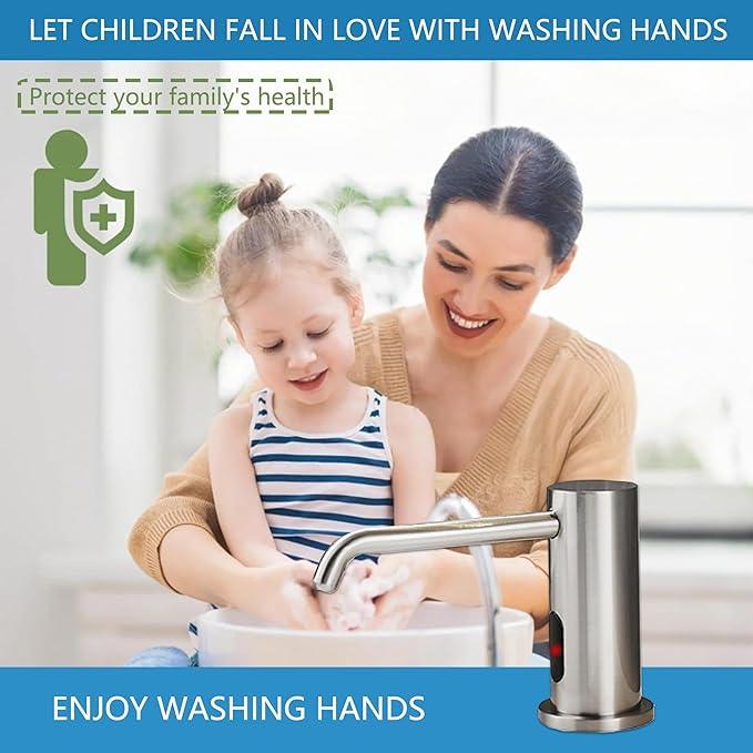 Automatic Soap Dispenser Touchless for Kitchen and Bathroom, Sink Built in Commercial Electric Soap Dispenser,Upgraded Infrared Sensors Brass Material, with Bottle and Pump 33.81oz/1000ml - ModernBath