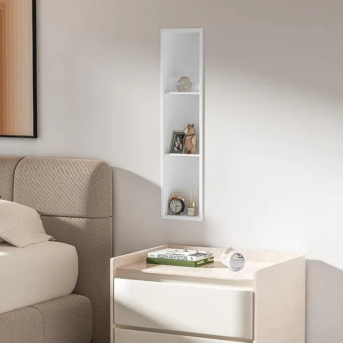 Qeke Stainless Steel Shower Niche 8" X 36", No Tile Needed Wall Niche Three-Tier, Recessed Shower Shelf for Bathroom Storage, Matte White - ModernBath