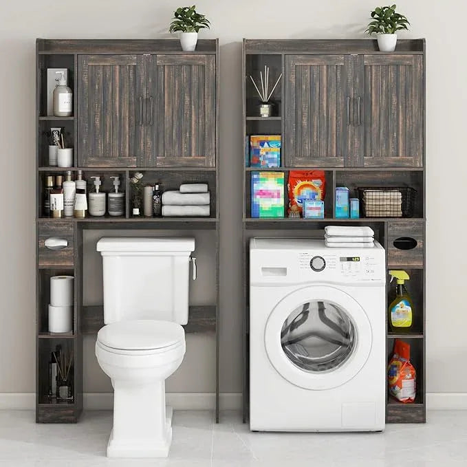 Vabches Over The Toilet Storage Cabinet, Farmhouse Storage Cabinet Over Toilet with Barn Door，Home Space-Saving Toilet Rack, for Bathroom, Restroom, Laundry - ModernBath
