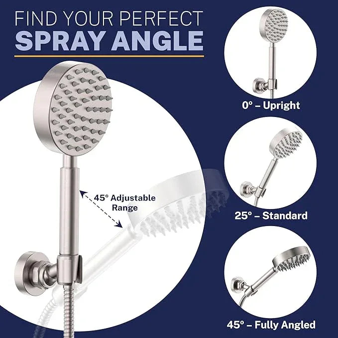 HammerHead Showers Solid Metal Handheld Showerhead Holder Wall Mount, Adjustable Screw-Mounted Pivot Ball, Shower Hose Holder, Fits Most Handheld Showerheads, Brushed Nickel - ModernBath