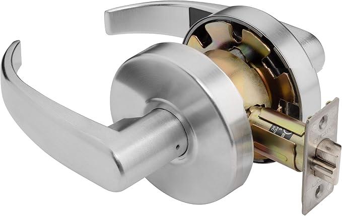 Dynasty Hardware Spartan Design Grade 2 Commercial Duty Door Lever ADA, Satin Chrome Finish (Storeroom) - ModernBath