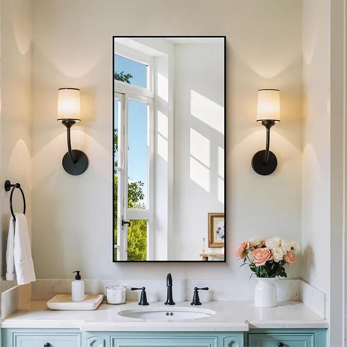 COFENY Black Bathroom Mirror for Wall, 20x40 Inch Rectangle Mirror with Metal Frame, Modern Vanity Mirrors for Bathroom Living Room, Entryway Hangs Horizontal or Vertical - ModernBath