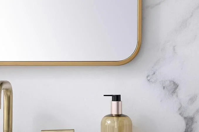 ARS Concepts Aura, Soft Corner Metal Rectangular Mirror 24X32 Inch in, Modern, Brass - ModernBath