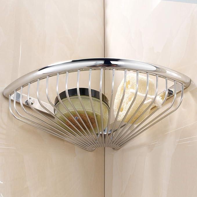 Shower Caddies Corner Shelf for Bathroom Brass Basket Organizers and Storage Shampoo Soap Holder Polished Chrome - ModernBath