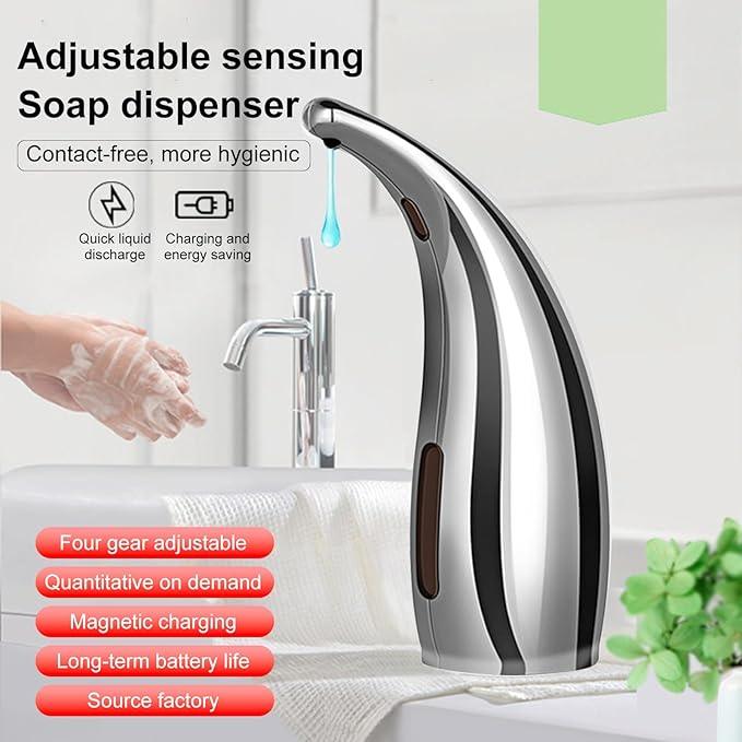 Automatic Soap Dispenser Touchless Modern Minimalist Magnetic Charging Infrared Inductio Kitchen and Bathroom Soap Pump 10oz/300ml Silvery (Silvery) - ModernBath
