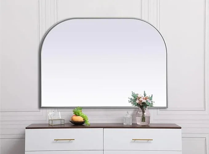 Illuminate, Metal Frame Arch Mirror 42X30 Inch in, Modern, Silver - ModernBath