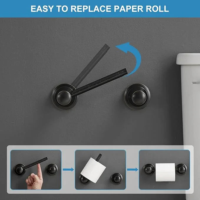 RUMOSE Toilet Paper Holder and Hand Towel Ring Oil Rubbed Bronze Wall Mount Bathroom Hardware Accessories 2 PCS Set Flexible Pivoting Toilet Tissue Roll Holder and Towel Hanger, Stainless Steel - ModernBath