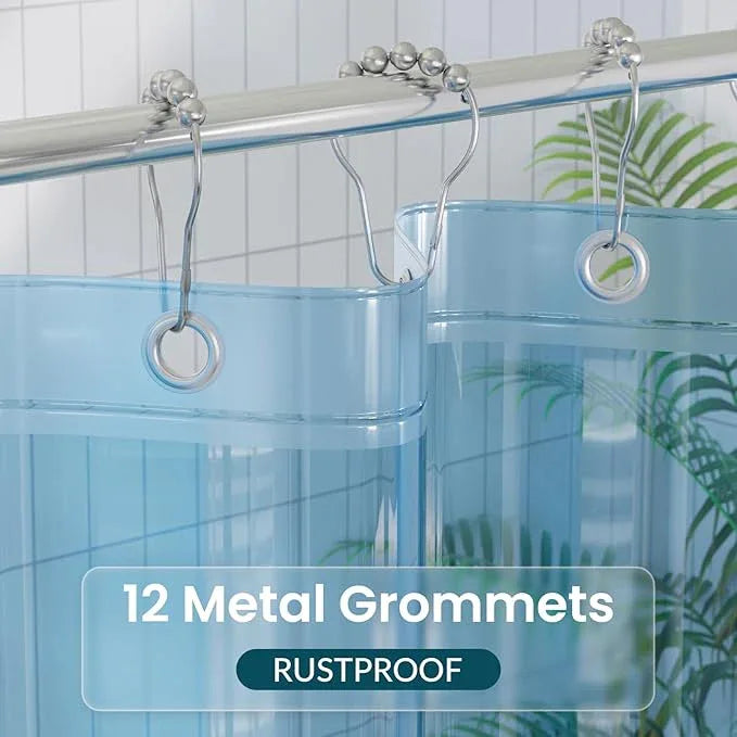 Titanker Shower Curtain Liner, Plastic Shower Liner PEVA 72 x 72 Lightweight Waterproof Shower Curtains for Bathroom with Magnets and Rustproof Grommets, Clear Blue - ModernBath