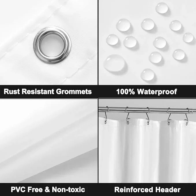 Barossa Design Long Shower Curtain Liner with 6 Magnets - 72" x 78", Waterproof PEVA Shower Liner for Bath Tub, PVC Free, Metal Grommets - White, 72x78 - ModernBath