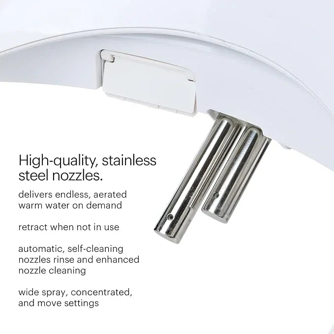 Brondell S1000-RW Swash Electric Bidet Toilet Seat with Oscillating Stainless Steel Nozzle, Round, S1000-Standard Profile - ModernBath