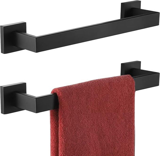 KOKOSIRI 12-Inch Single Towel Bar, Bathroom Kitchen Towel Holder, Wall Mounted SUS304 Stainless Steel Towel Rack 2 Pack, Matte Black, B4003BK-L12-P2 - ModernBath