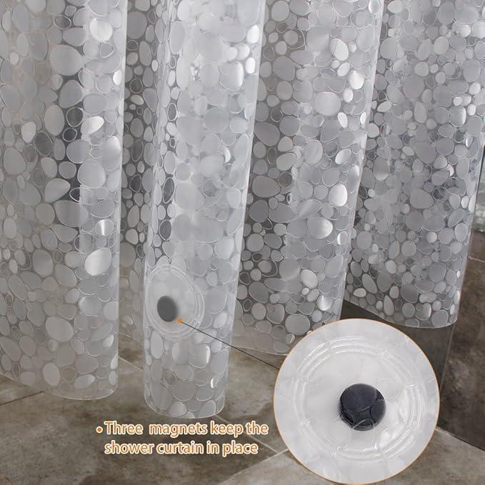 WELTRXE Extra Long Shower Curtain Liner, 72 x 78 Inch EVA Water Repellent Shower Curtain with 3 Magnets, Heavy Duty, No Smell, Chlorine Free Shower Liner for Shower Stall, Bathtubs, 12 Hooks - ModernBath