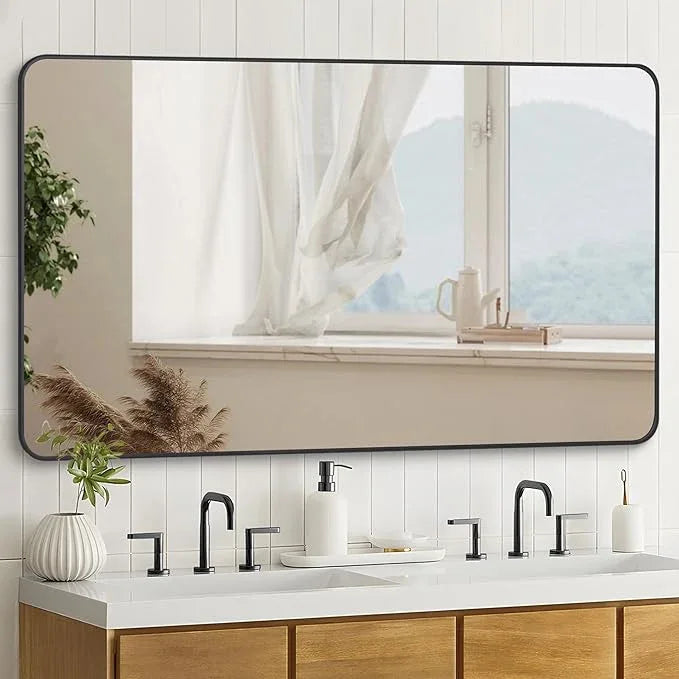 DESBING 36" x 48"Bathroom Mirror, Matte Black Wall Mirror with Metal Frame, Decorative Rectangular Vanity Mirror for Bedroom Bathroom Living Room Entryway (Horizontal/Vertical) - ModernBath