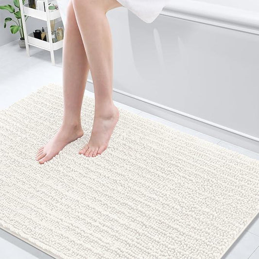 Arotive Luxury Chenille Bathroom Rug Mat, Extra Soft Thick Absorbent Shaggy Bath Rugs, Non-Slip Machine Wash Dry, Plush Bath Mats for Bathroom, Shower and Tub, 59x35, Ivory - ModernBath