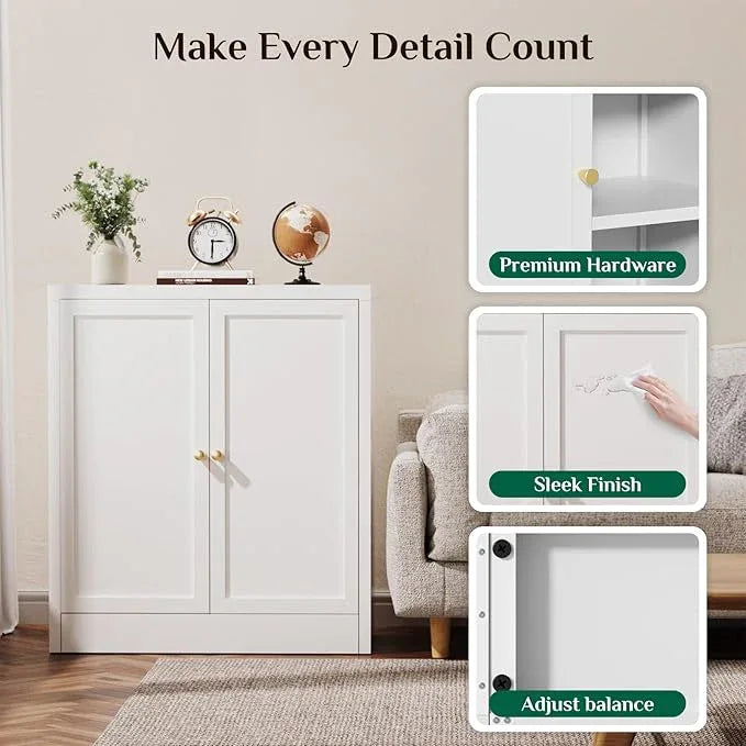 Storage Cabinet, Metal Bathroom Floor Organizers and Storage Cabinets, Freestanding Small Cabinet for Restroom, 3 Shlves Home、Bathroom、Living Room Cabinets - White - ModernBath