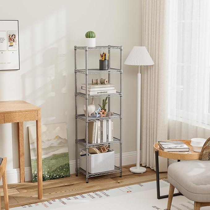 Small 5 tire Shelves Storage Wire Shelving Unit Metal Shelf Adjustable Organizers Storage Shelving for Bathroom Laundry Room Kitchen Pantry10”D x 16”W x 60.2”H Silver - ModernBath