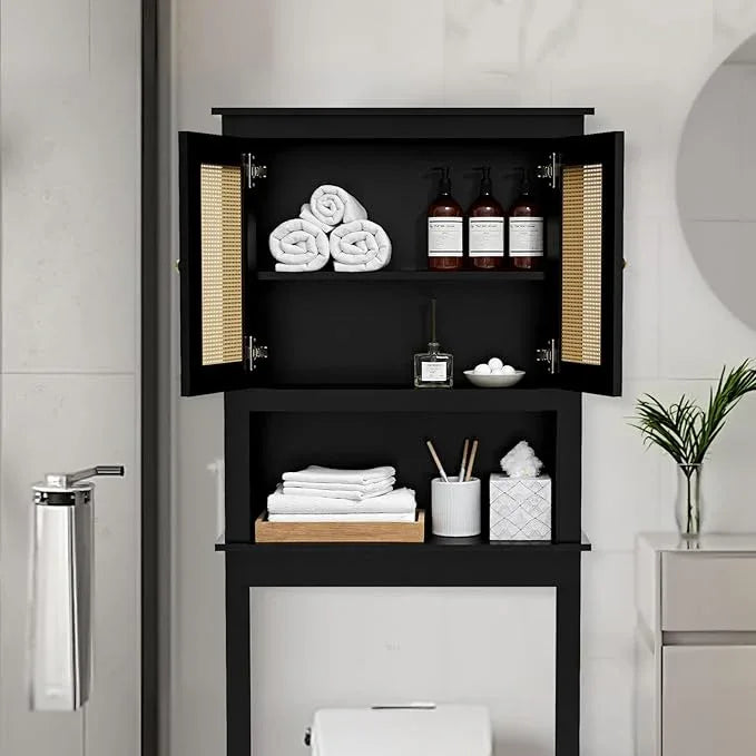 Over The Toilet Storage Cabinet, Behind Toilet Bathroom Organizer with Adjustable Shelves, Wooden Above Toilet Storage Shelf, Space Saver for Restroom, Bathroom, Laundry - ModernBath