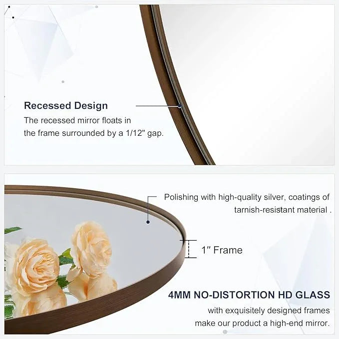 Andy Star Bronze Bathroom Mirror, 24x36 Brushed Bronze Oval Mirror, Oval Wall Mirror, Oval Vanity Mirror Metal Frame Deep 1’’ Hang Vertical or Horizontal - ModernBath