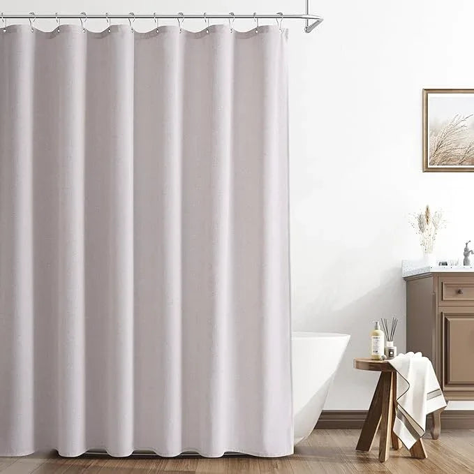 Naturoom Champagne Linen Shower Curtain, Cloth Textured Fabric Shower Curtain Set with Hooks, Simple Elegant Modern Farmhouse Country Ultra Thick Bath Curtains for Bathroom,Water Repellent,72x96 - ModernBath