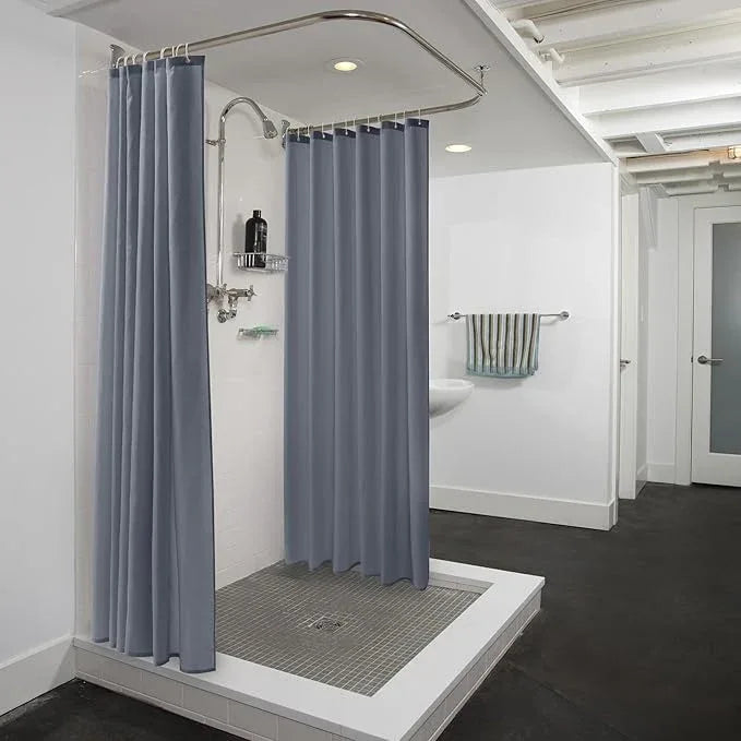 Nasitos Long Fabric Shower Curtain Liners 2 Pack - W72 x H78 - Water Resistant & Lightweight Cloth Shower Curtains for Bath Tub, Soft Hotel Quality, Machine Washable (Grey, Magnets Included) - ModernBath