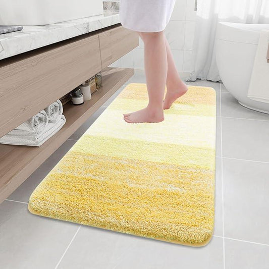 Arotive Microfiber Bathroom Rugs, Shaggy Soft and Absorbent Bath Rug, Non-Slip, Thick Plush Machine Washable Dry Bath Mats for Bathroom, Tub and Shower, 47x24, Light Yellow, Rectangular - ModernBath