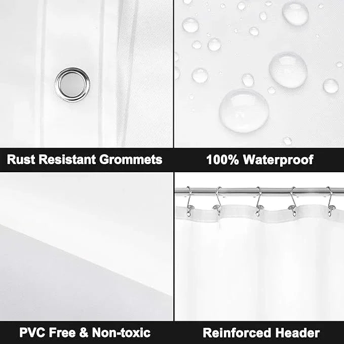 Barossa Design Long Shower Curtain Liner with 6 Magnets - 72" x 78", Waterproof PEVA Shower Liner for Bath Tub, PVC Free, Metal Grommets - Frost, 72x78 - ModernBath