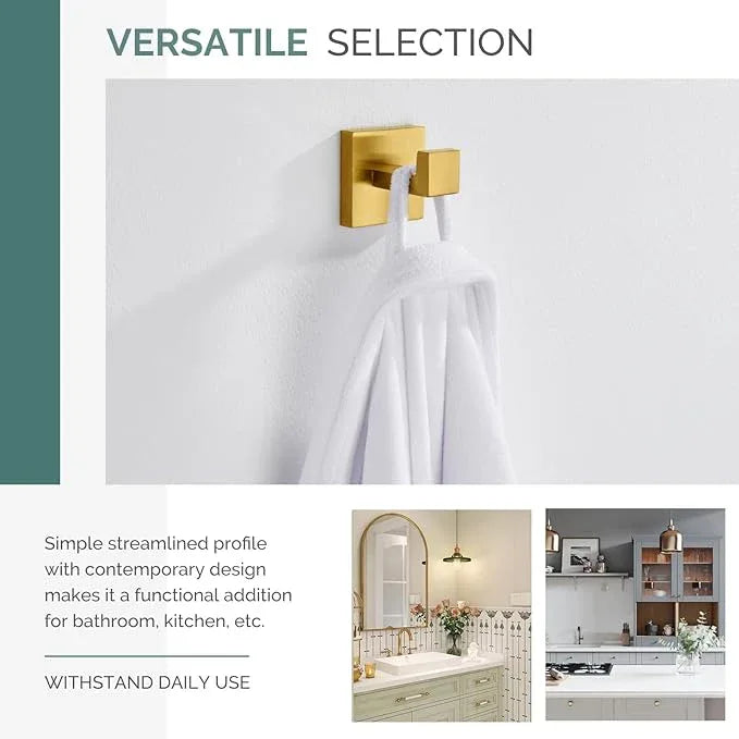 Angle Simple Towel Hook, SUS 304 Stainless Steel Hand Towel Holder for Bathroom, Wall Coat Hook, Brushed Gold - ModernBath