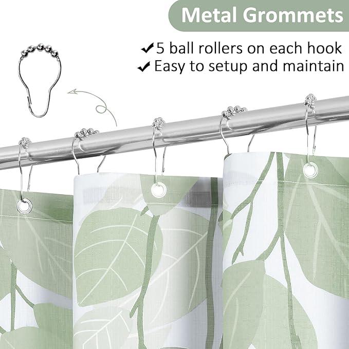 BOODII Mist gage Leaf Shower Curtain for Bathroom Botanical Eucalyptus Nature Eucalyptus Shower Curtain Set Floral Leaves Waterproof Bathroom Bath Curtains with Hooks 72x72 - ModernBath